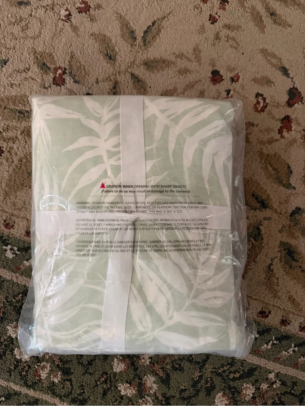 Tommy Bahama Home King Duvet Set Sage Green White Tropical Leaf NWT